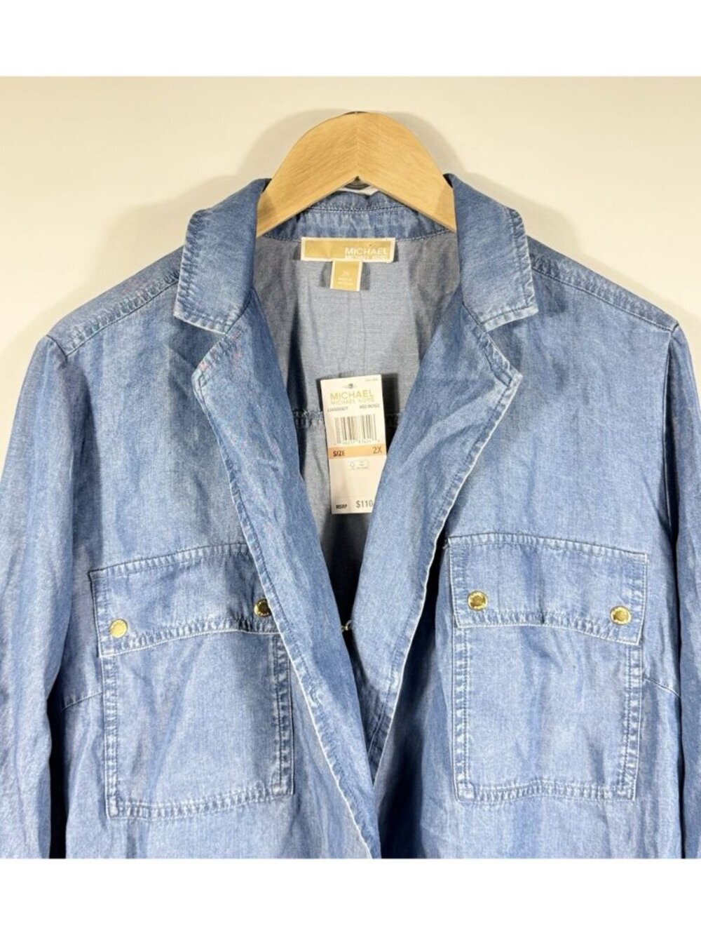 NEW Michael Kors Women's 2X Long Sleeve Denim Shirt • Reg Price $110 - Picture 3 of 3